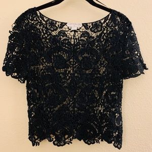 Open Lace Scoop Neck Crop